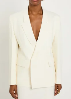 Double-breasted twill blazer