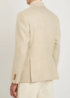 Double-breasted wool and silk-blend blazer