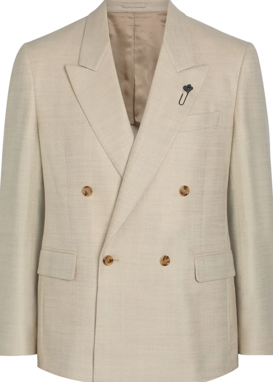 Double-breasted wool and silk-blend blazer