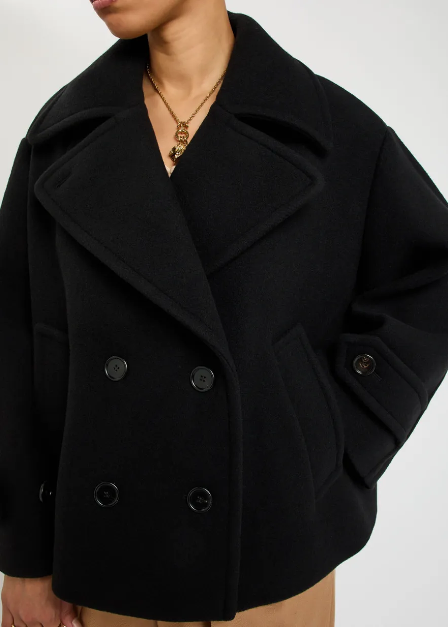 Double-breasted wool-blend jacket
