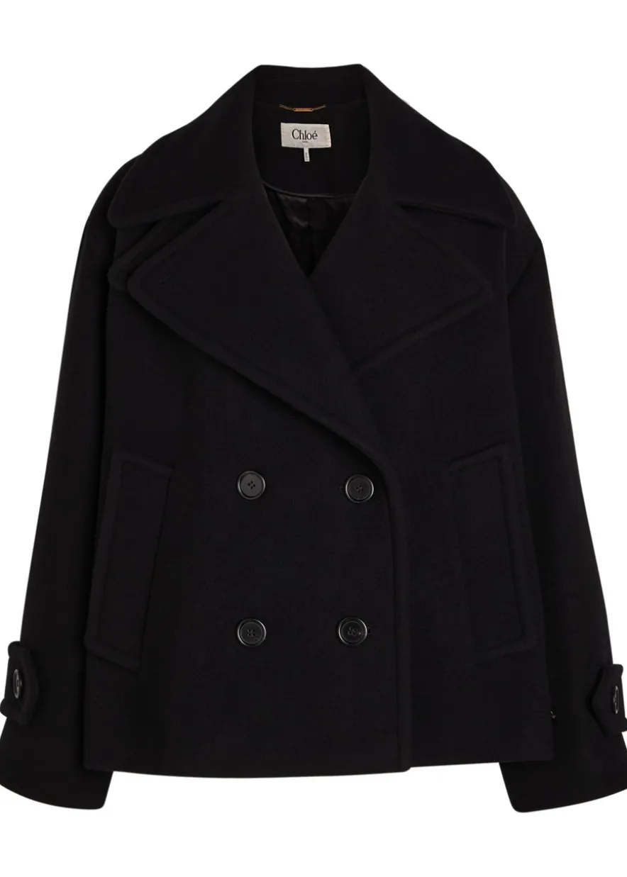 Double-breasted wool-blend jacket