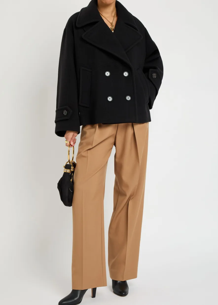 Double-breasted wool-blend jacket