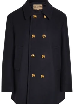 Double-breasted wool peacoat