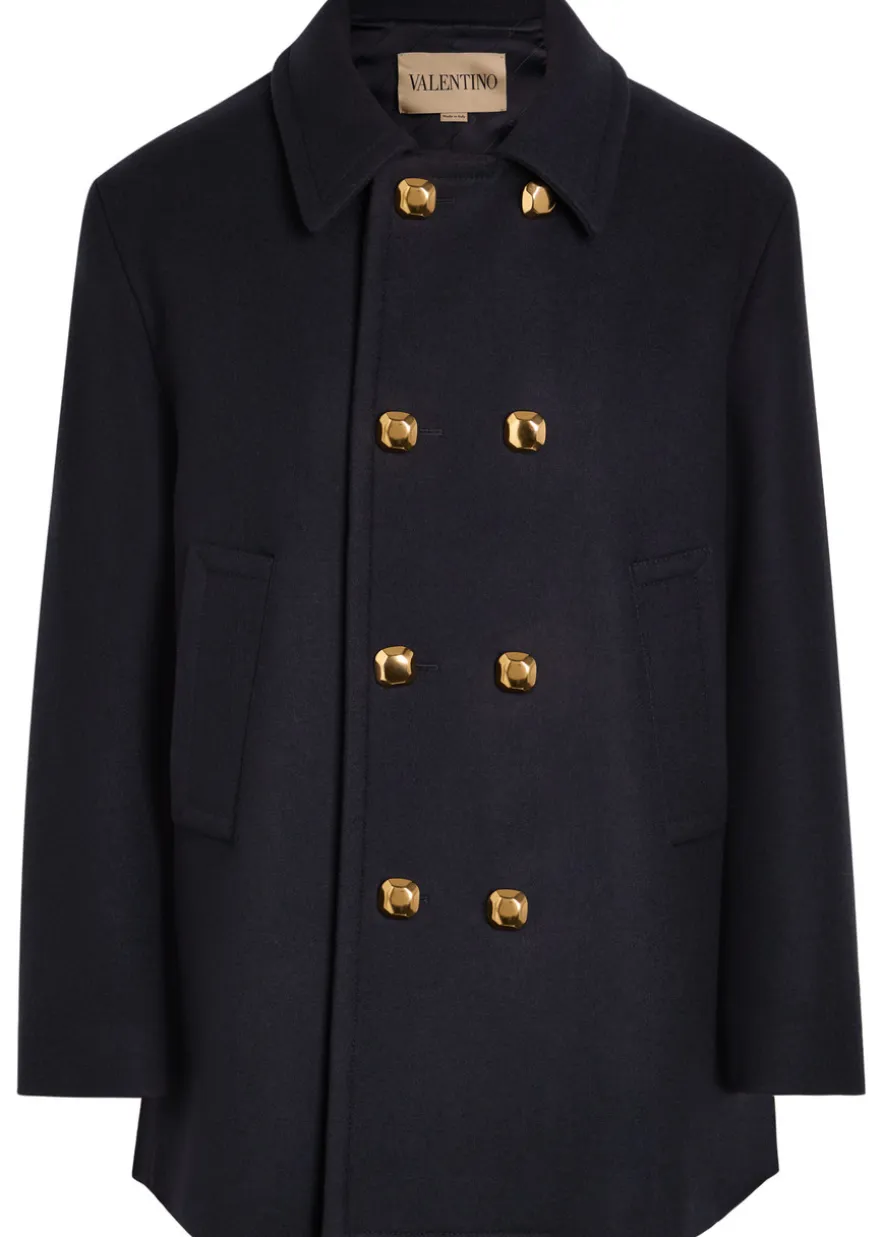 Double-breasted wool peacoat