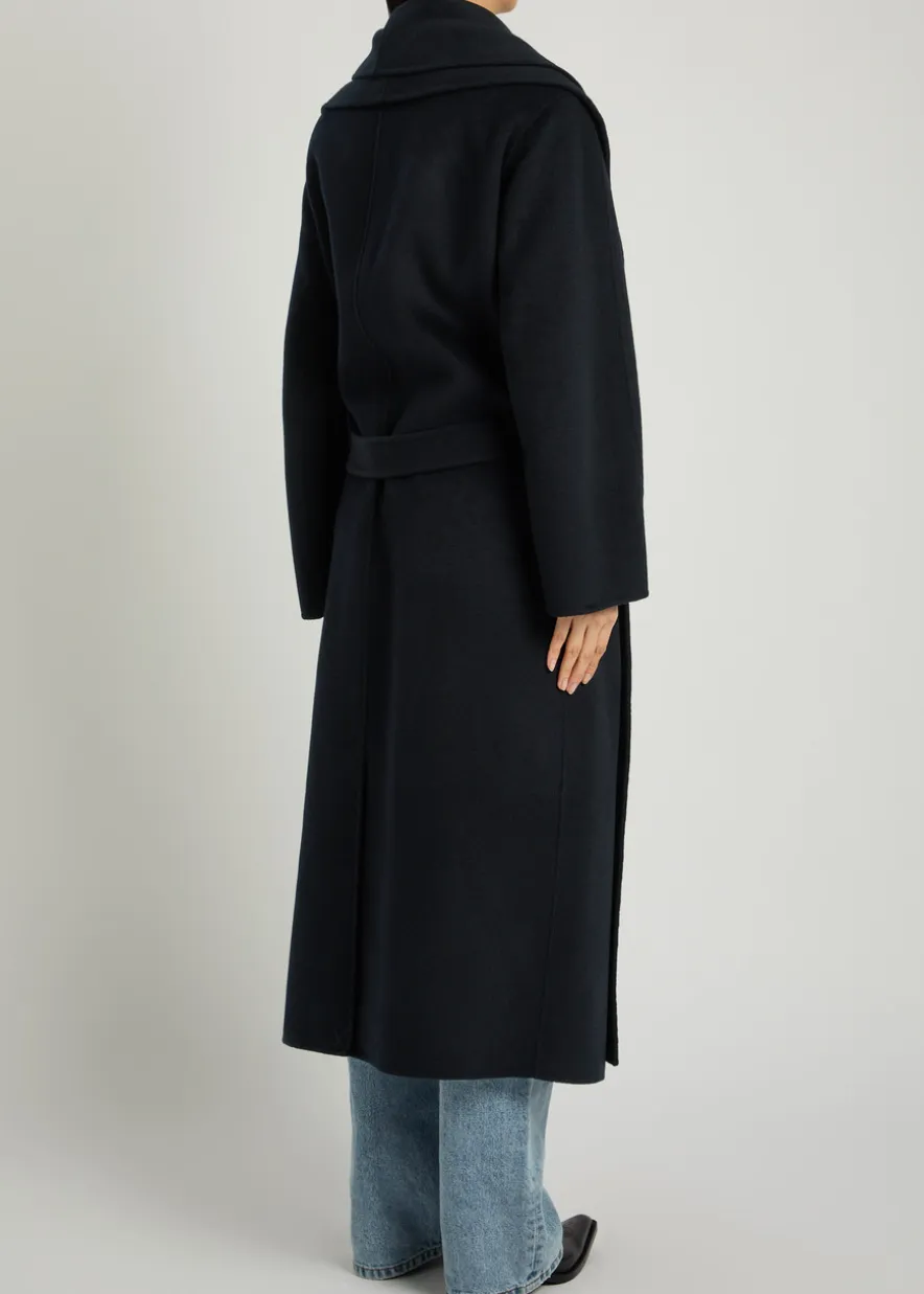 Double-faced belted wool and cashmere-blend coat