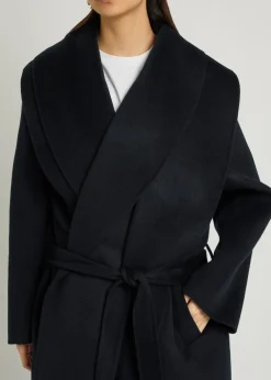 Double-faced belted wool and cashmere-blend coat