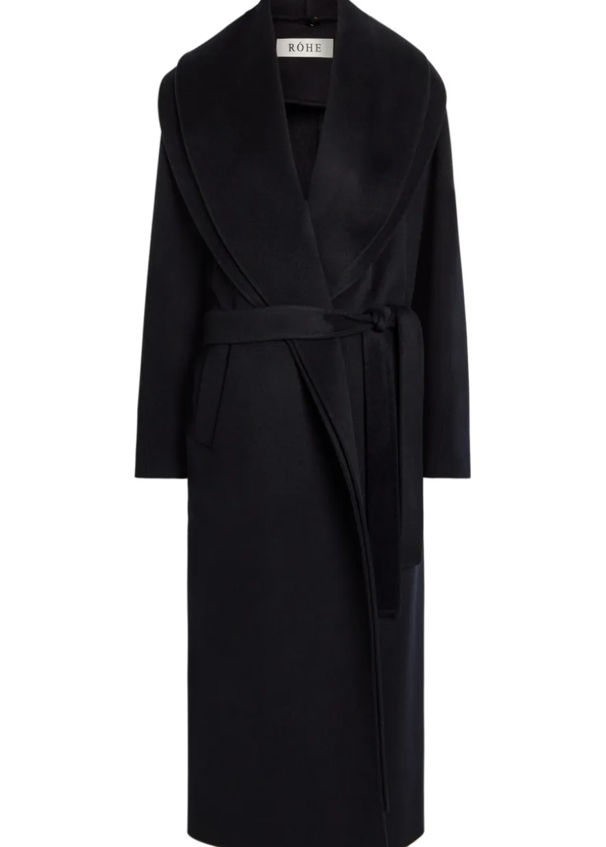 Double-faced belted wool and cashmere-blend coat