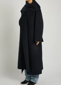 Double-faced belted wool and cashmere-blend coat