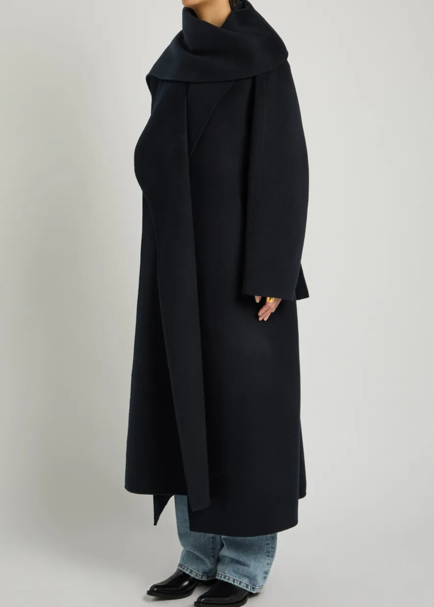 Double-faced belted wool and cashmere-blend coat
