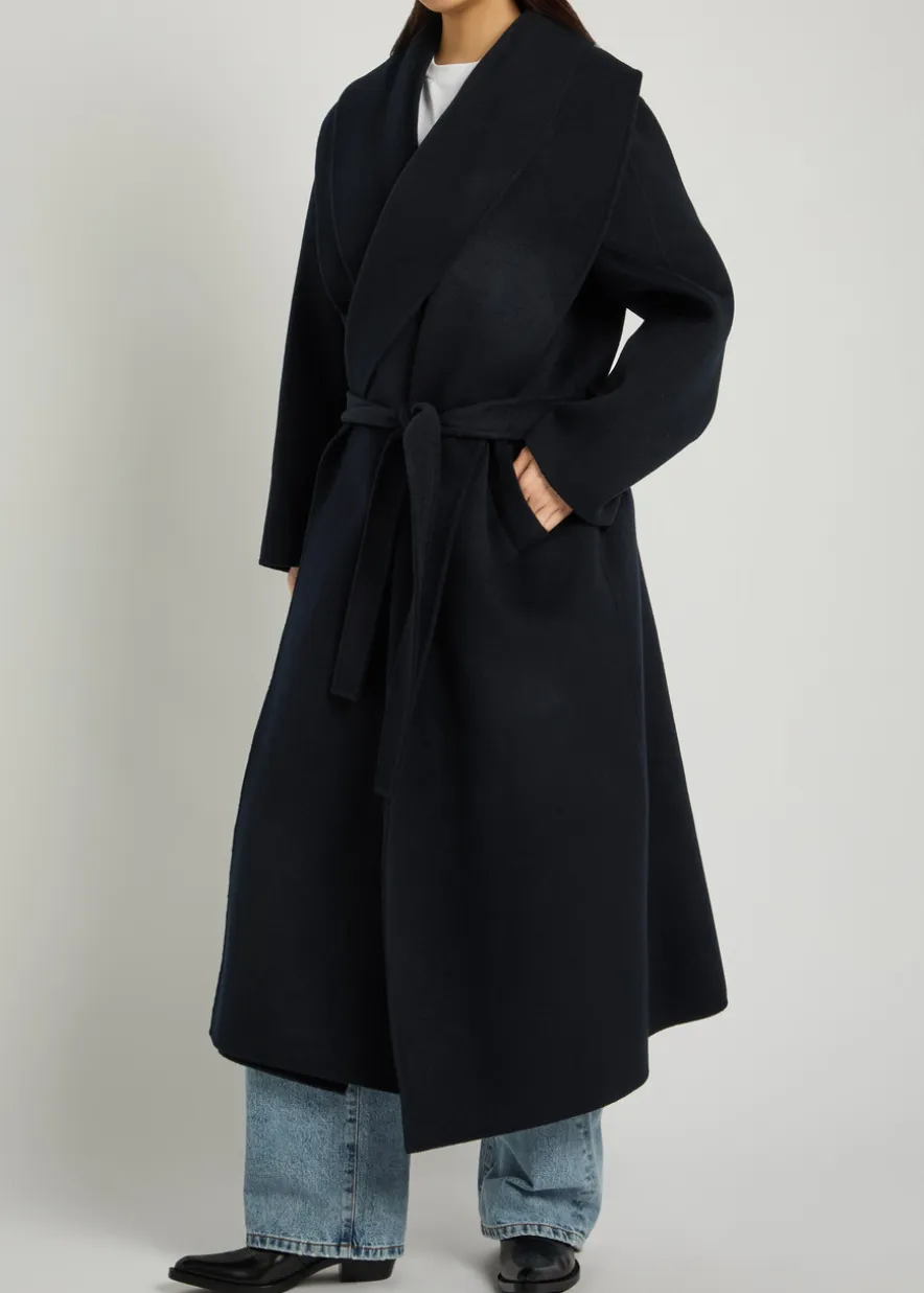 Double-faced belted wool and cashmere-blend coat