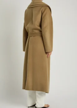 Double-faced belted wool and cashmere-blend coat
