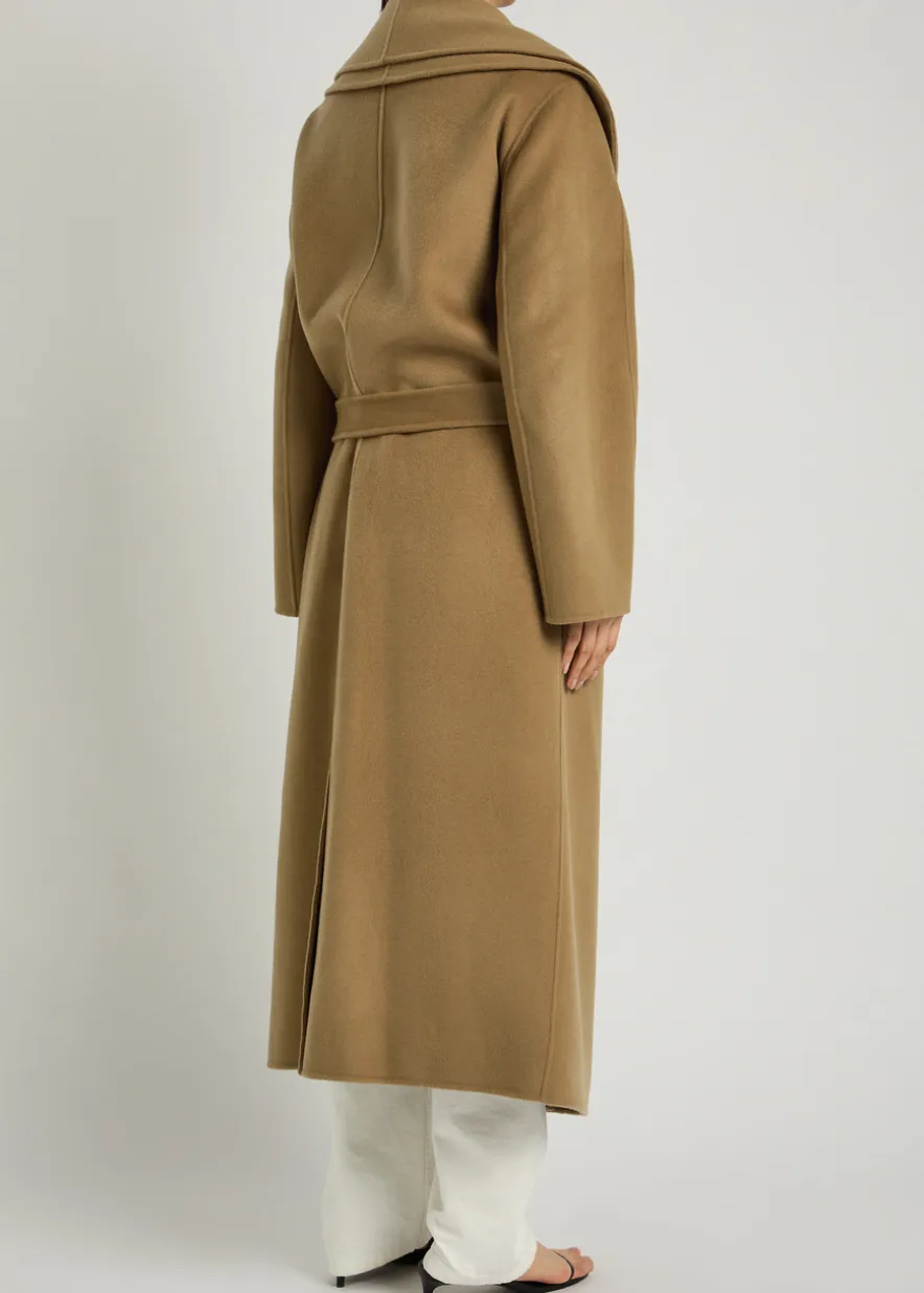 Double-faced belted wool and cashmere-blend coat