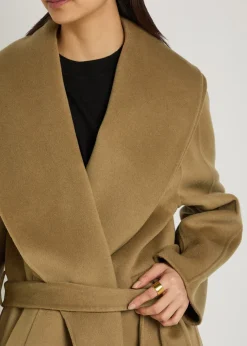 Double-faced belted wool and cashmere-blend coat