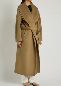 Double-faced belted wool and cashmere-blend coat