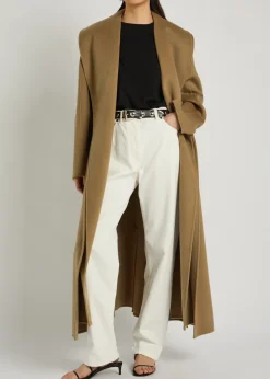 Double-faced belted wool and cashmere-blend coat