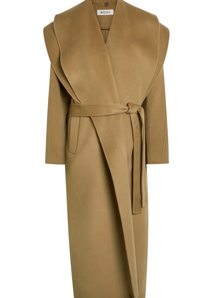 Double-faced belted wool and cashmere-blend coat
