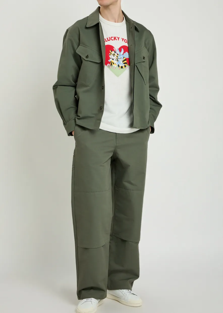 Double-knee cotton-twill chinos