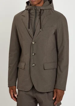 Double-layer hooded woven jacket