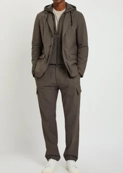 Double-layer hooded woven jacket
