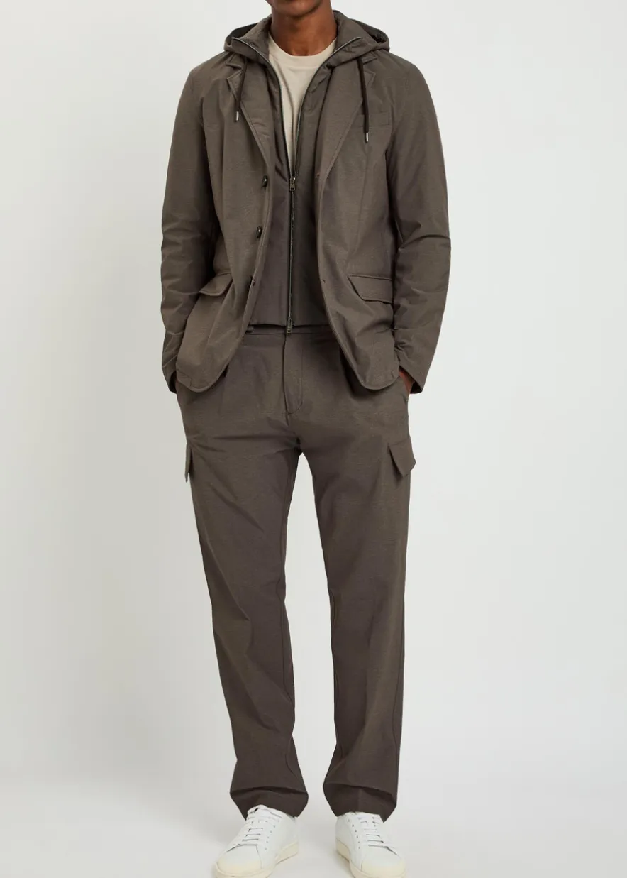 Double-layer hooded woven jacket