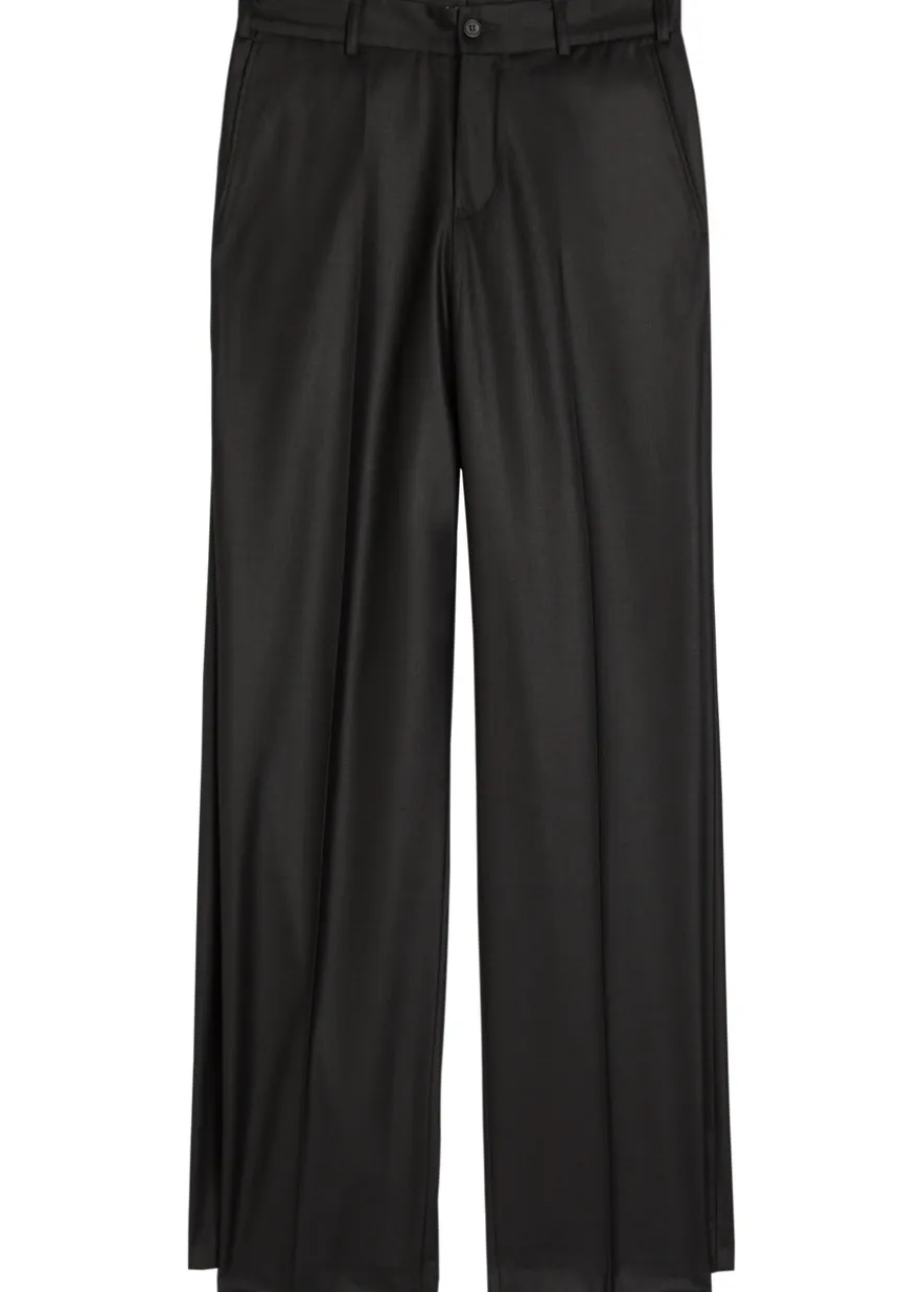 Double Leg layered wool-blend trousers