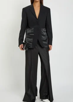 Double Leg layered wool-blend trousers