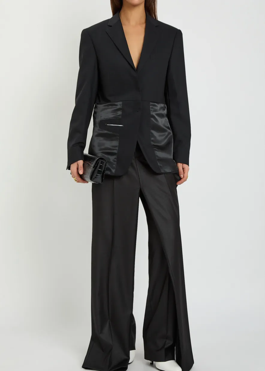 Double Leg layered wool-blend trousers