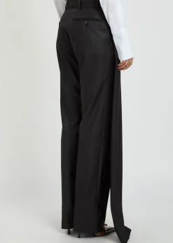 Double Leg layered wool-blend trousers