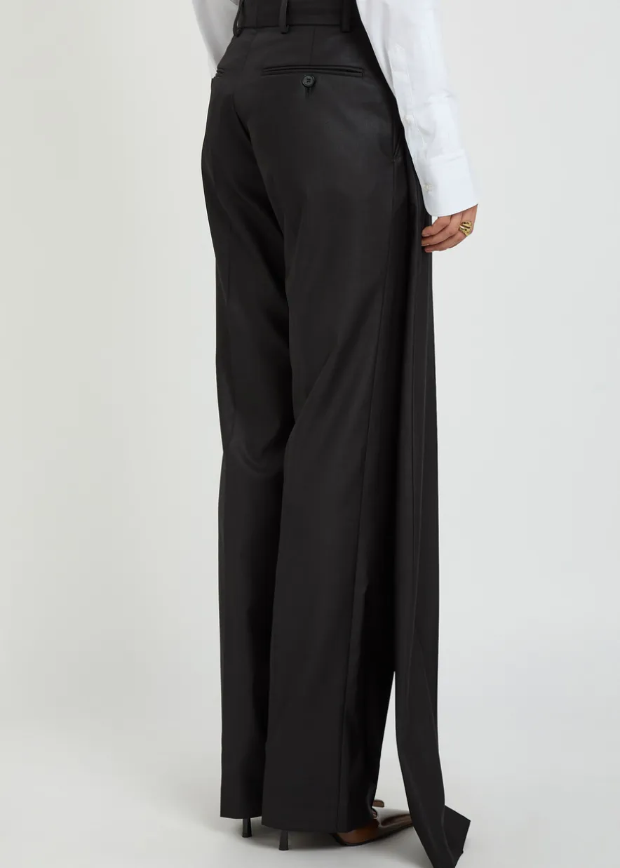 Double Leg layered wool-blend trousers