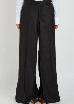 Double Leg layered wool-blend trousers