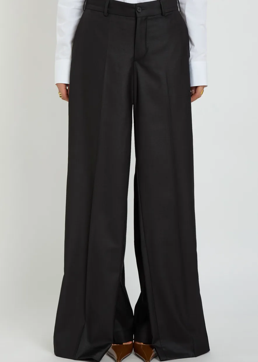 Double Leg layered wool-blend trousers