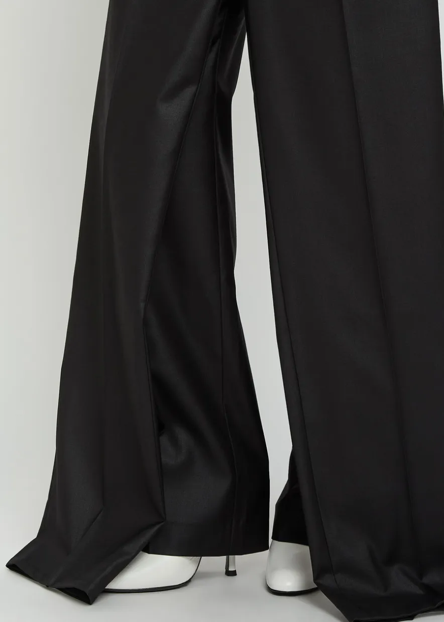 Double Leg layered wool-blend trousers