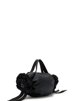 Double Ribbon Rosette mini nylon top handle bag