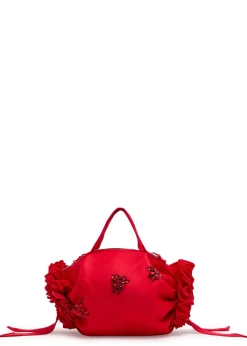 Double Ribbon Rosette mini nylon top handle bag
