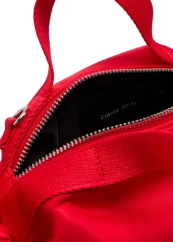 Double Ribbon Rosette mini nylon top handle bag