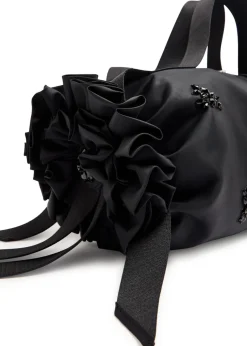 Double Ribbon Rosette nylon top handle bag