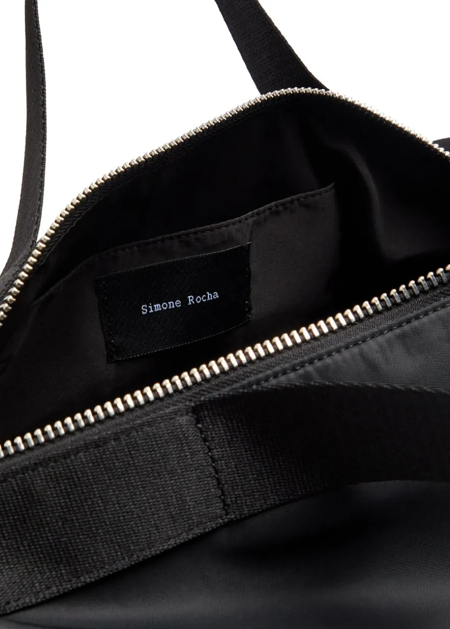Double Ribbon Rosette nylon top handle bag