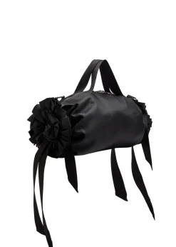Double Ribbon Rosette nylon top handle bag