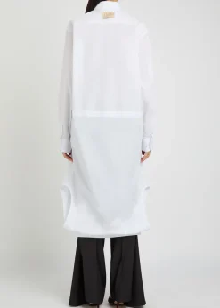 Double-shirt cotton-blend poplin midi dress