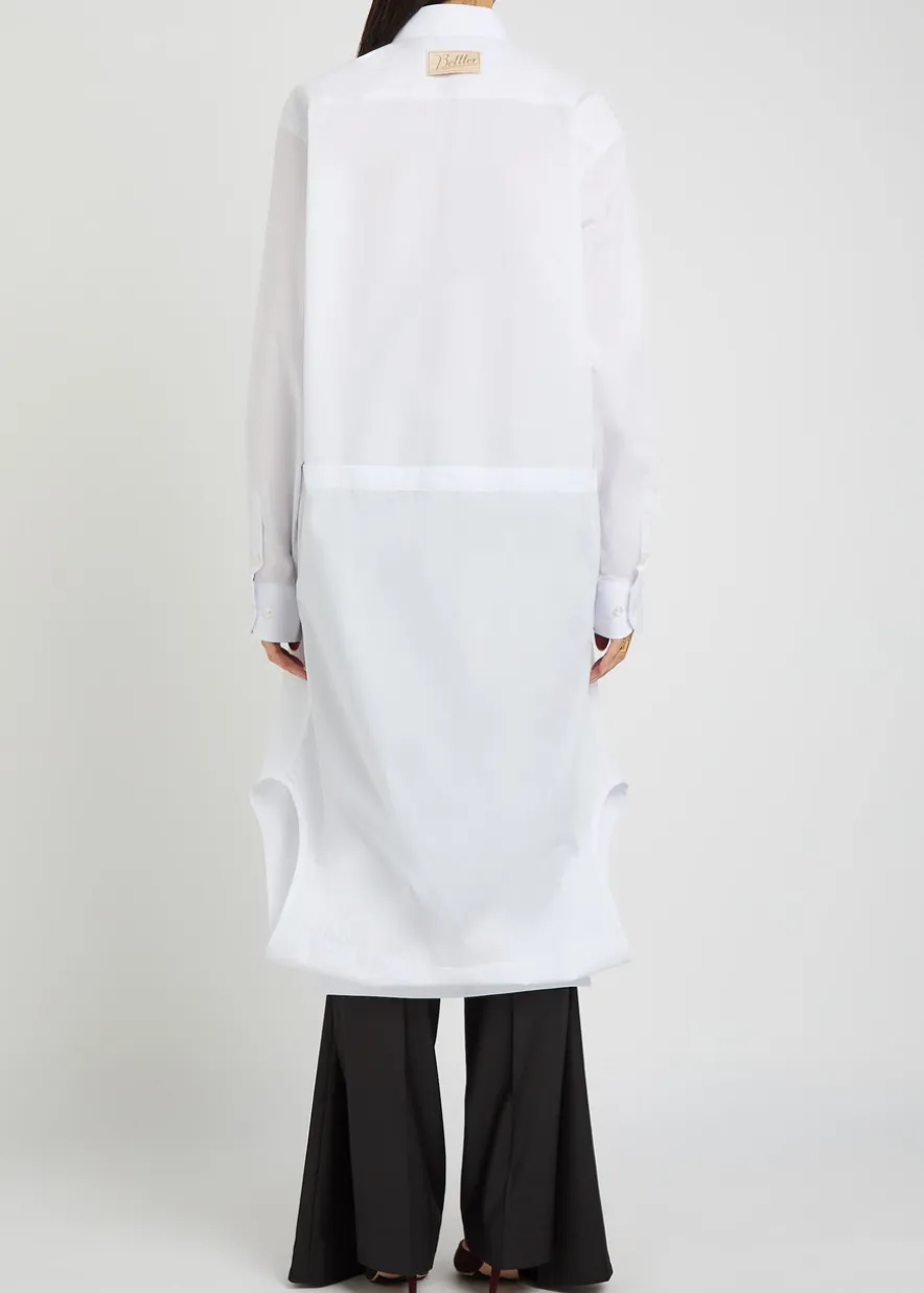 Double-shirt cotton-blend poplin midi dress