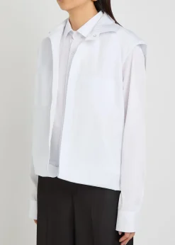 Double-shirt cotton-blend poplin midi dress