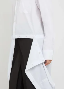 Double-shirt cotton-blend poplin midi dress