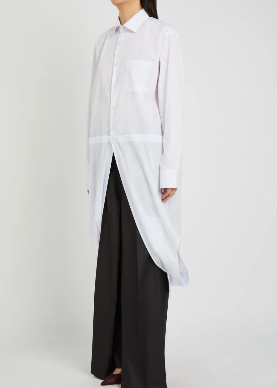 Double-shirt cotton-blend poplin midi dress