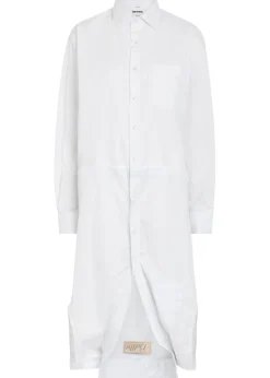 Double-shirt cotton-blend poplin midi dress