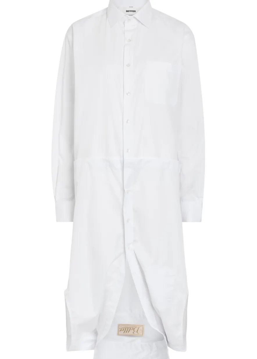 Double-shirt cotton-blend poplin midi dress