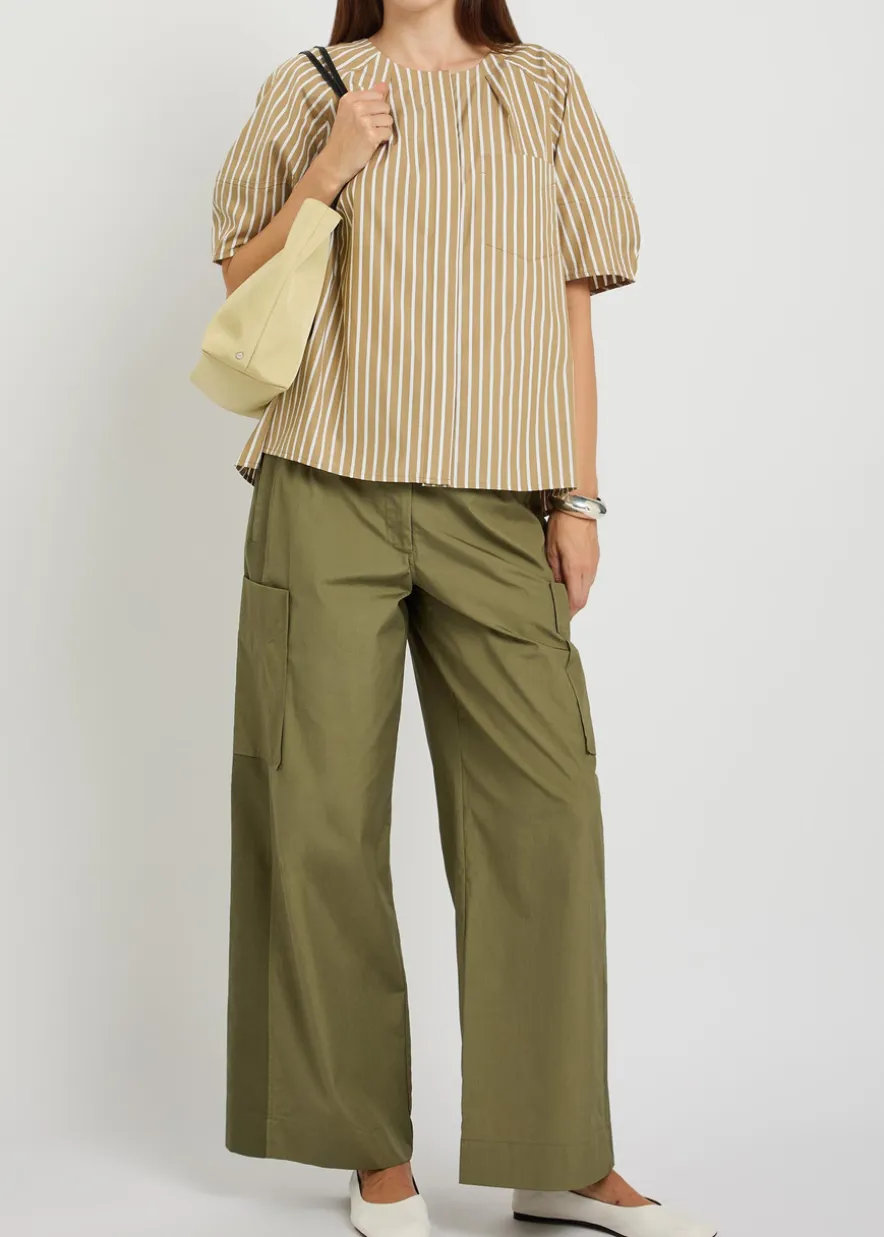 Double-waistband straight-leg trousers