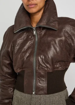 Dracuflight cropped leather bomber jacket