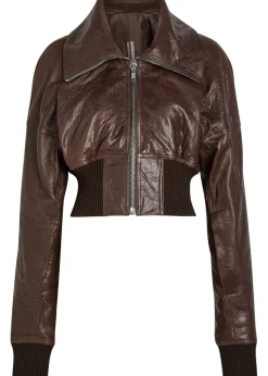 Dracuflight cropped leather bomber jacket