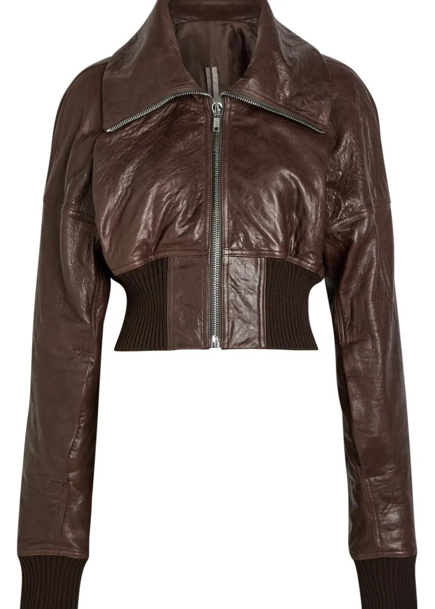 Dracuflight cropped leather bomber jacket