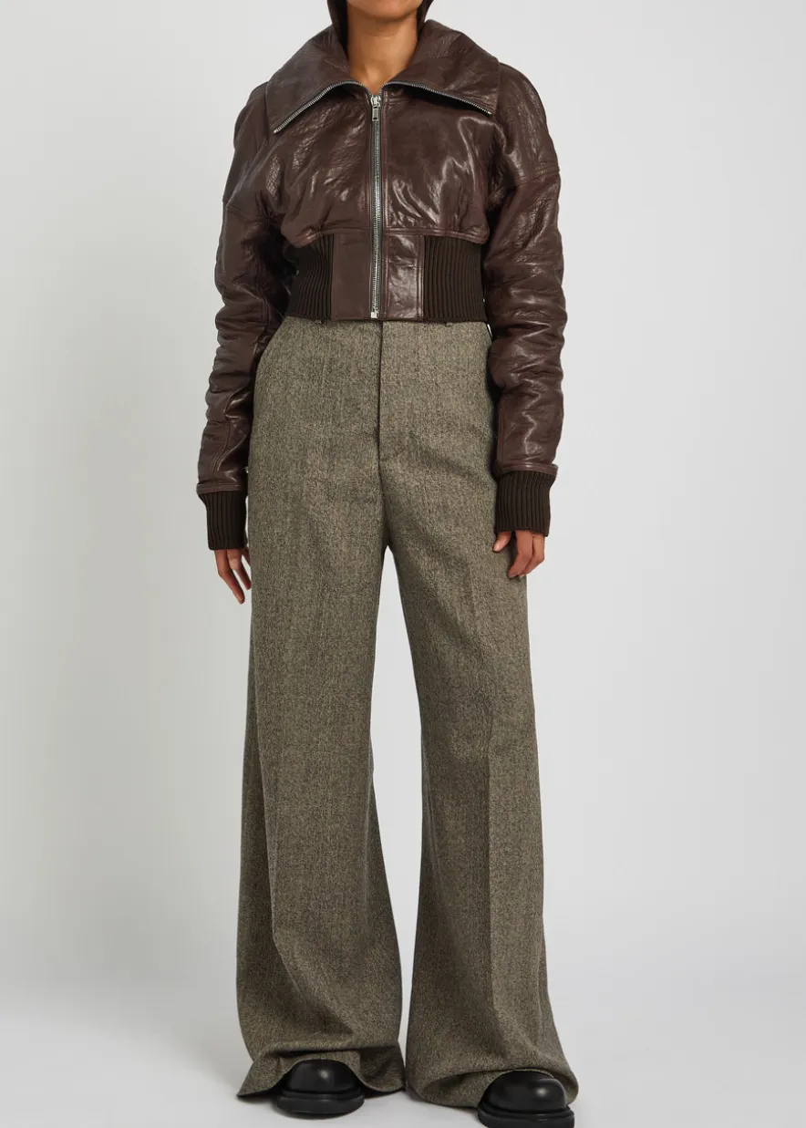 Dracuflight cropped leather bomber jacket